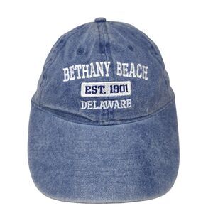 Bethany Beach Delaware Est 1901 Slideback Hat Blue OSFA 6 Panel Denim Cotton